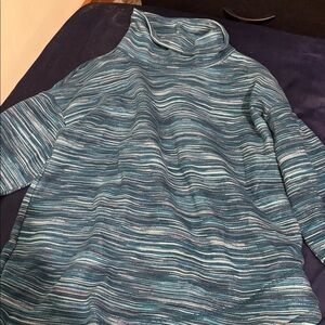 Talbots Blue Striped Cowl Neck Sweater